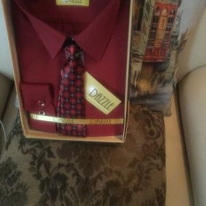 Men’s shirt with tie for sale burgundy